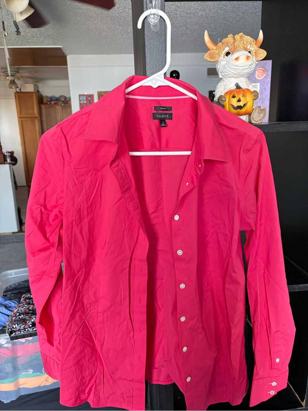 Talbots Men's Bright Fuchsia Button-Up Dress Shirt